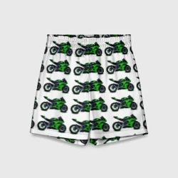 Детские спортивные шорты 3D Motorbike green