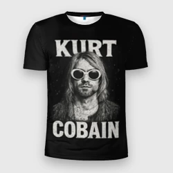 Мужская футболка 3D Slim Курт Кобейн - гранж-арт
