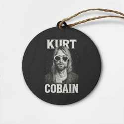 Деревянная игрушка круг Курт Кобейн - гранж-арт