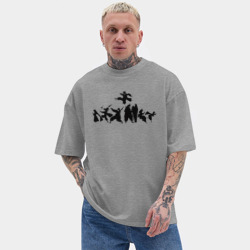 Мужская футболка Oversize хлопок texturе Силуэты - Пламенная бригада пожарных - фото 2