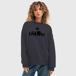 Женский свитшот oversize без начеса хлопок Силуэты - Пламенная бригада пожарных - фото 2