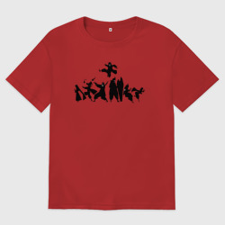 Женская футболка хлопок Oversize Силуэты - Пламенная бригада пожарных