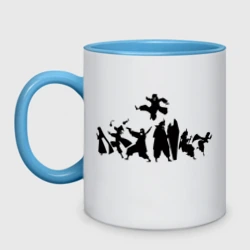 Кружка двухцветная Пламенная бригада пожарных - силуэты