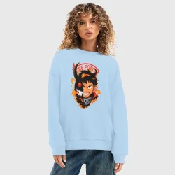 Женский свитшот oversize без начеса хлопок Пламенная бригада пожарных - Шинра - фото 2