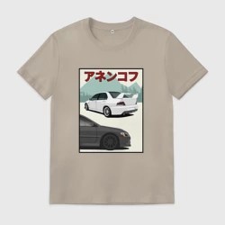 Мужская футболка хлопок Lancer Evolution IX  Турбо Легенда JDM