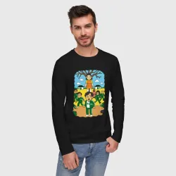 Мужской лонгслив хлопок Игра в кальмара мультяшный стиль - фото 2