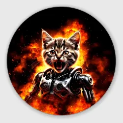 Круглый коврик для мышки Котенок терминатор