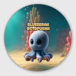 Круглый коврик для мышки Blueberini Octopusini мем