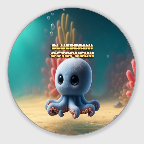 Круглый коврик для мышки Blueberini Octopusini мем