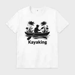 Мужская футболка хлопок Каякинг среди водяных лилий