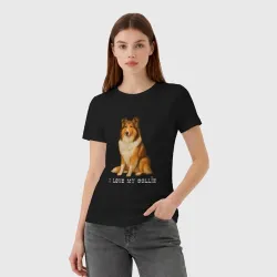 Женская футболка хлопок I Love My Collie - фото 2