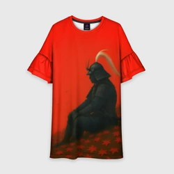 Детское платье 3D Ghost of Tsusima - самурай на алом закате