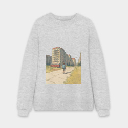 Мужской свитшот oversize без начеса хлопок Мальчик на улице хрущевок ретро 1970-е