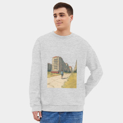 Мужской свитшот oversize без начеса хлопок Мальчик на улице хрущевок ретро 1970-е - фото 2
