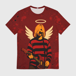 Мужская футболка 3D Нирвана, Курт Кобейн с крыльями ангела