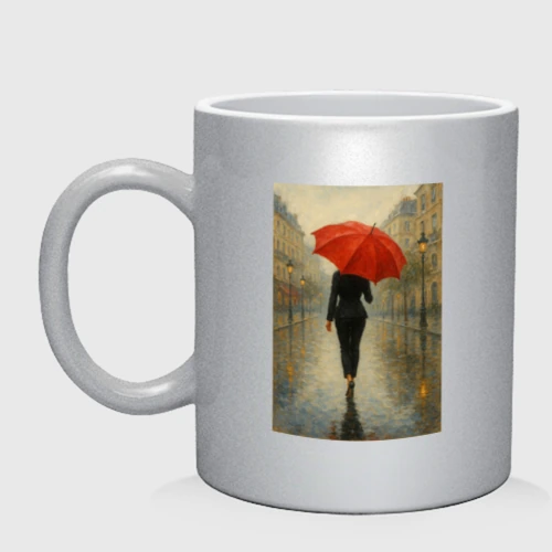 Кружка керамическая Women with red umbrella Paris