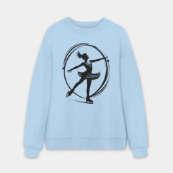 Мужской свитшот oversize без начеса хлопок Фигуристка в овале