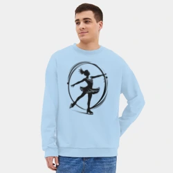 Мужской свитшот oversize без начеса хлопок Фигуристка в овале - фото 2