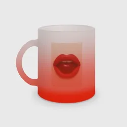 Кружка матовая стеклянная Red lips with cherry