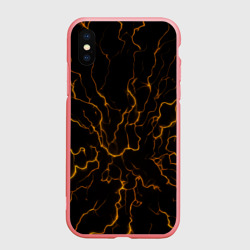 Чехол для iPhone XS Max матовый Разряды электричества текстура