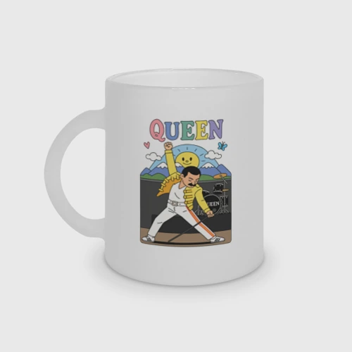 Кружка матовая стеклянная Queen мультяшный стиль