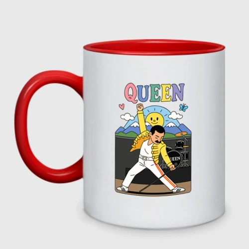Кружка двухцветная Queen мультяшный стиль