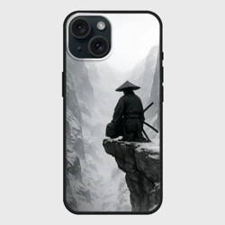 Чехол силиконовый для Apple iPhone 15 матовый Ghost of Tsushima самурай - зимнее ущелье 