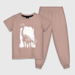 Детская пижама хлопок Белый штрих брахиозавр
