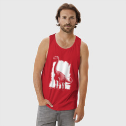 Мужская майка хлопок Белый штрих брахиозавр - фото 2