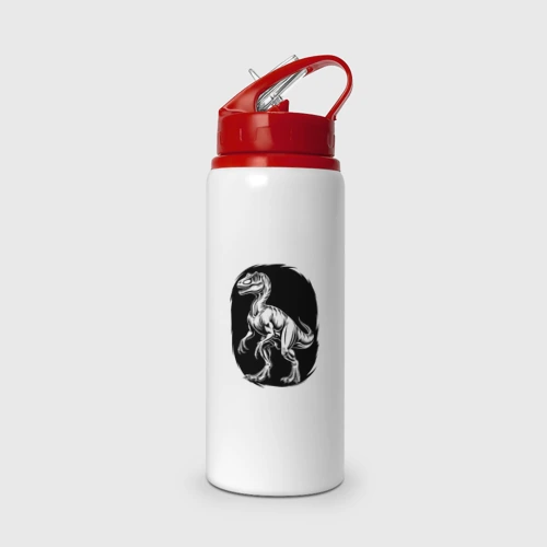 Бутылка для воды с трубочкой Велоцираптор в овале
