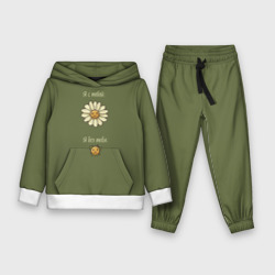 Детский костюм с толстовкой 3D Милая ромашка мем: я с тобой и без тебя