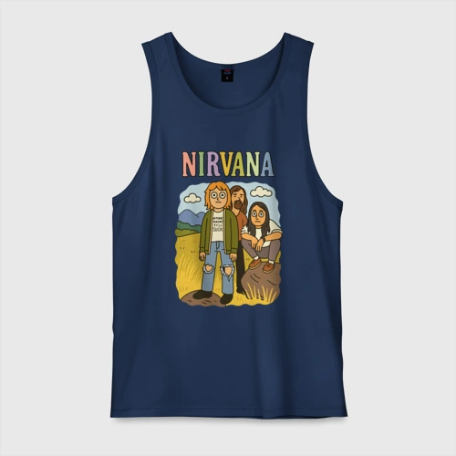 Мужская майка хлопок Nirvana мультяшный стиль