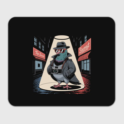 Прямоугольный коврик для мышки Голубь шпион со старым фотоаппаратом в городе