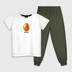 Детская пижама с белой футболкой Яйцо Катя
