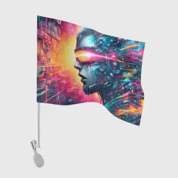Флаг для автомобиля Cyber beauty girl - graffiti