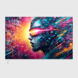 Флаг 3D Cyber beauty girl - graffiti