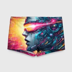 Детские купальные плавки 3D Cyber beauty girl - graffiti