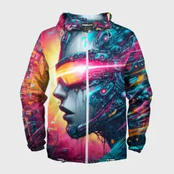 Мужская ветровка 3D Cyber beauty girl - graffiti