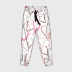 Детские брюки 3D Розовые сердца