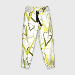 Детские брюки 3D Зеленые сердца