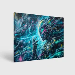 Холст прямоугольный Cyberpunk abstract face - graffiti