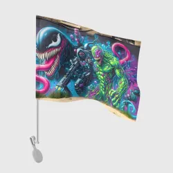 Флаг для автомобиля Cyberpunk graffiti with Venom - ai art fantasy
