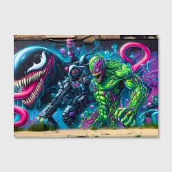 Холст прямоугольный Cyberpunk graffiti with Venom - ai art fantasy - фото 2