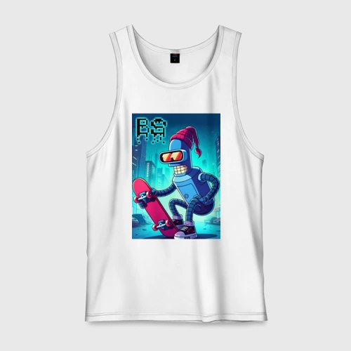 Мужская майка хлопок Bender skateboarding - ai art fantasy