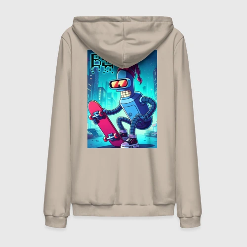 Мужская толстовка на молнии хлопок Bender skateboarding - ai art fantasy