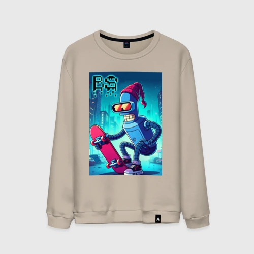 Мужской свитшот хлопок Bender skateboarding - ai art fantasy