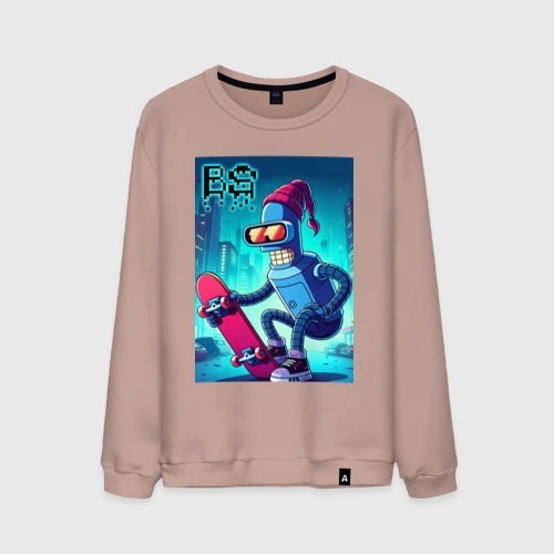 Мужской свитшот хлопок Bender skateboarding - ai art fantasy
