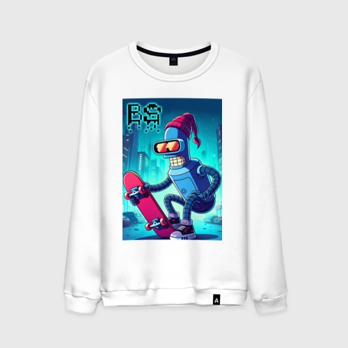 Мужской свитшот хлопок Bender skateboarding - ai art fantasy