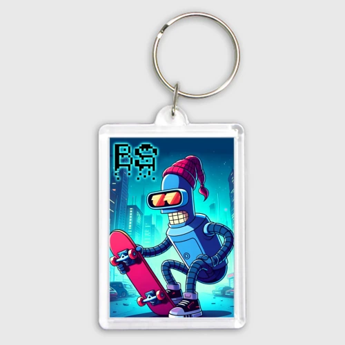 Брелок прямоугольный 35*50 Bender skateboarding - ai art fantasy