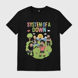 Мужская футболка хлопок System of a Down, мультяшный стиль